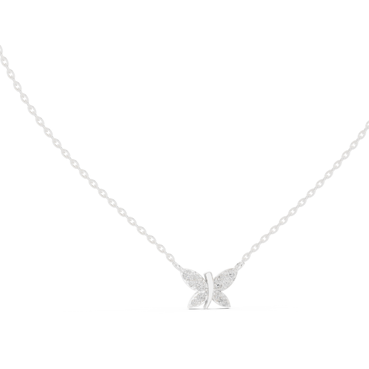 Butterfly Shape 14k Solid Gold Round Cut Lab Grown-Natural Diamond Pendant For Her - HIGHCARAT DIAMONDS