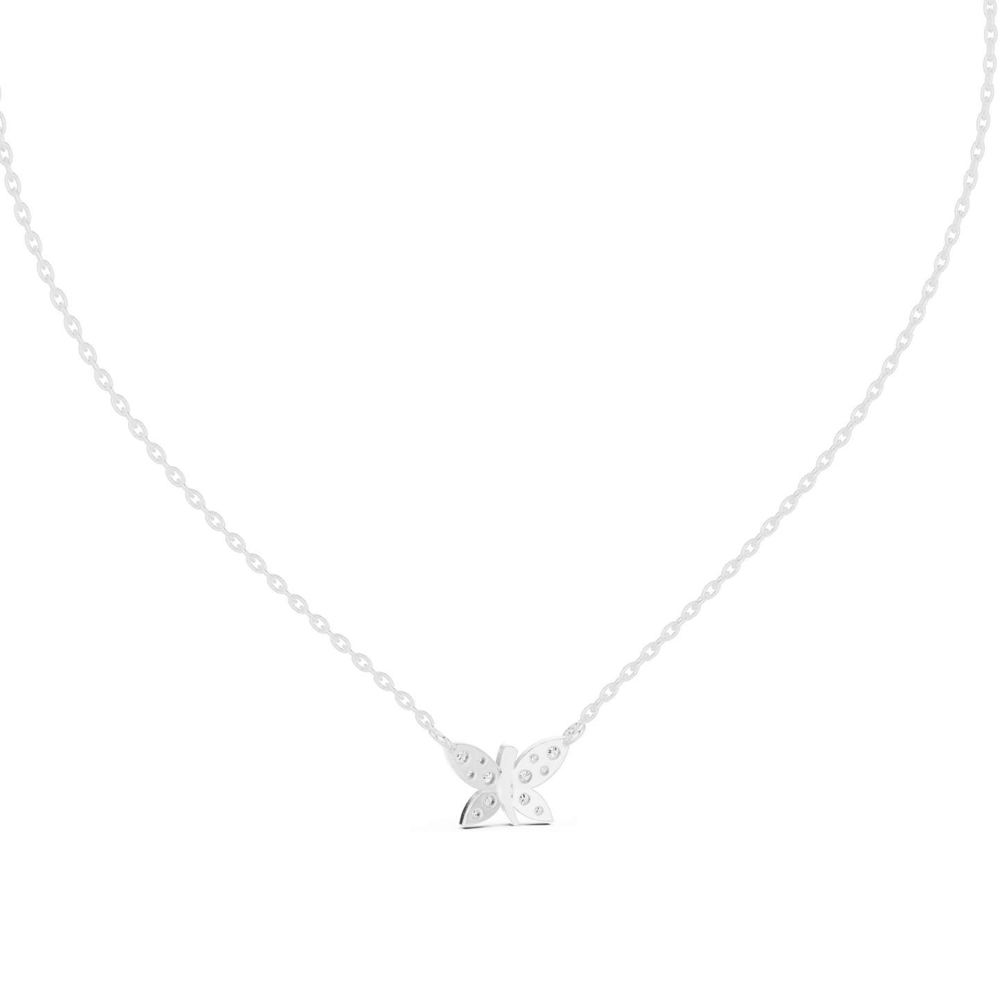 Butterfly Shape 14k Solid Gold Round Cut Lab Grown-Natural Diamond Pendant For Her - HIGHCARAT DIAMONDS