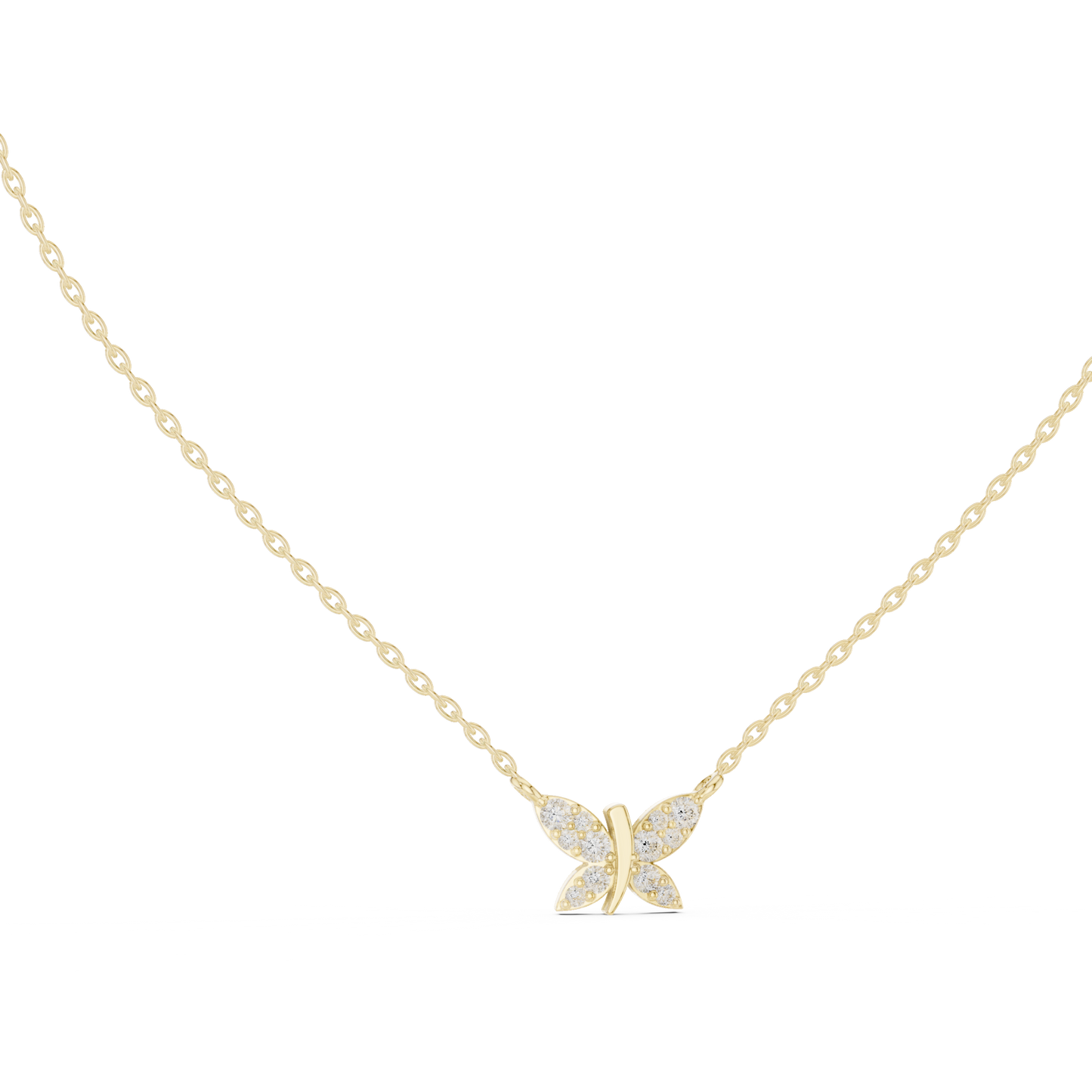 Butterfly Shape 14k Solid Gold Round Cut Lab Grown-Natural Diamond Pendant For Her - HIGHCARAT DIAMONDS