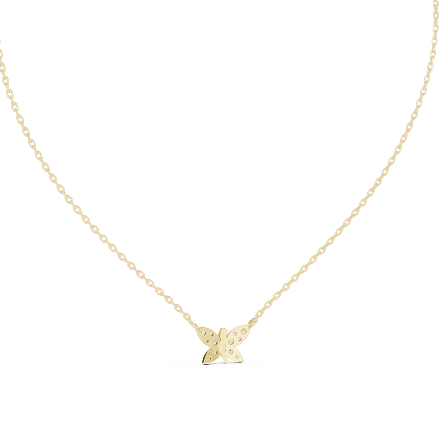 Butterfly Shape 14k Solid Gold Round Cut Lab Grown-Natural Diamond Pendant For Her - HIGHCARAT DIAMONDS