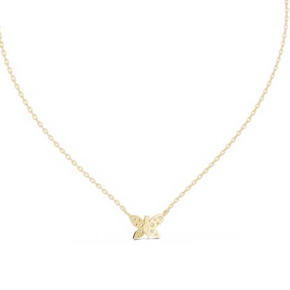 Butterfly Shape 14k Solid Gold Round Cut Lab Grown-Natural Diamond Pendant For Her - HIGHCARAT DIAMONDS