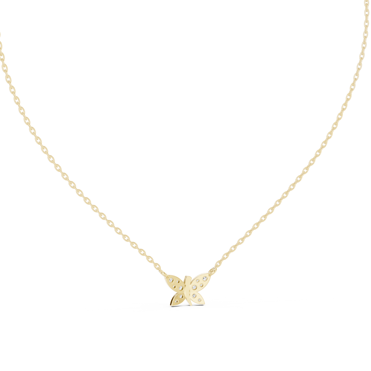 Round Vintage Butterfly Diamond Pendant Top View