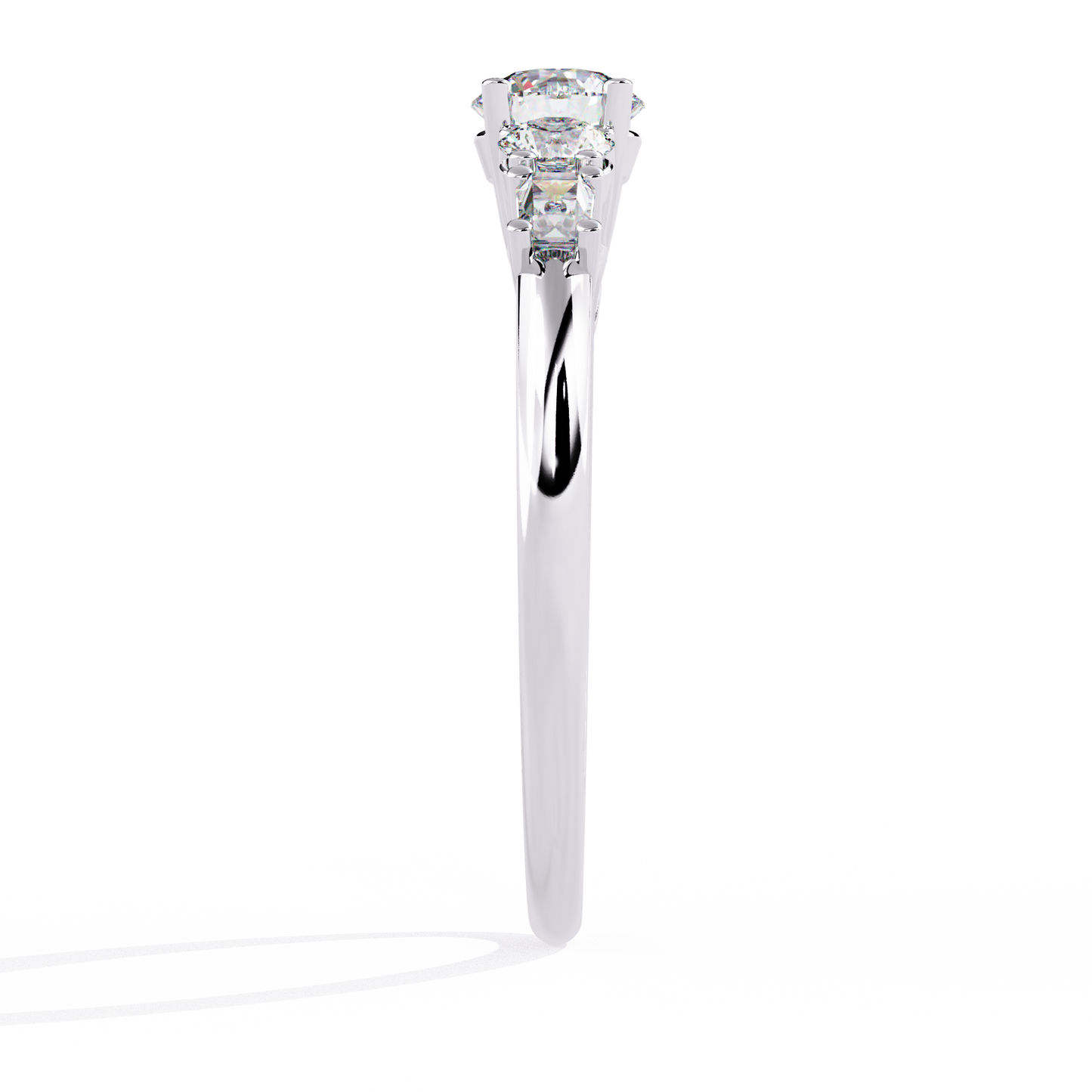 Round And Baguette Cut Lab Grown Diamond Stunning Perfect Every Day 5 Stone Ring For Her - HIGHCARAT DIAMONDS