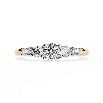 Round And Baguette Cut Lab Grown Diamond Stunning Perfect Every Day 5 Stone Ring For Her - HIGHCARAT DIAMONDS