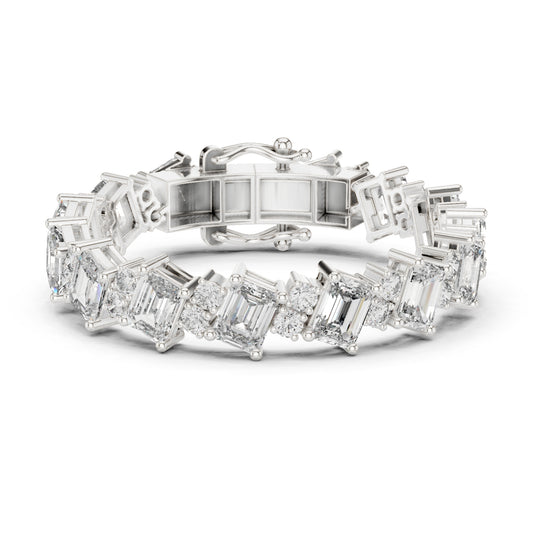 28.58 CT Emerald And Round Cut Diamond Elegant Minimalist Vintage Handmade Dainty Tennis Wedding Bracelet Gift For Women's - HIGHCARAT DIAMONDS