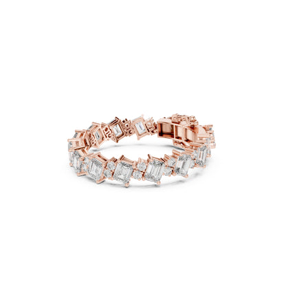 28.58 CT Emerald And Round Cut Diamond Elegant Minimalist Vintage Handmade Dainty Tennis Wedding Bracelet Gift For Women's - HIGHCARAT DIAMONDS