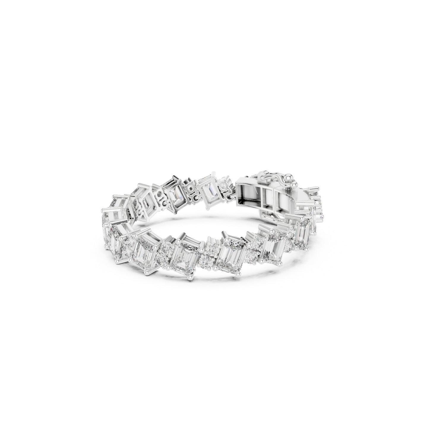 28.58 CT Emerald And Round Cut Diamond Elegant Minimalist Vintage Handmade Dainty Tennis Wedding Bracelet Gift For Women's - HIGHCARAT DIAMONDS