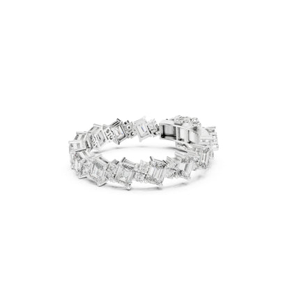 28.58 CT Emerald And Round Cut Diamond Elegant Minimalist Vintage Handmade Dainty Tennis Wedding Bracelet Gift For Women's - HIGHCARAT DIAMONDS