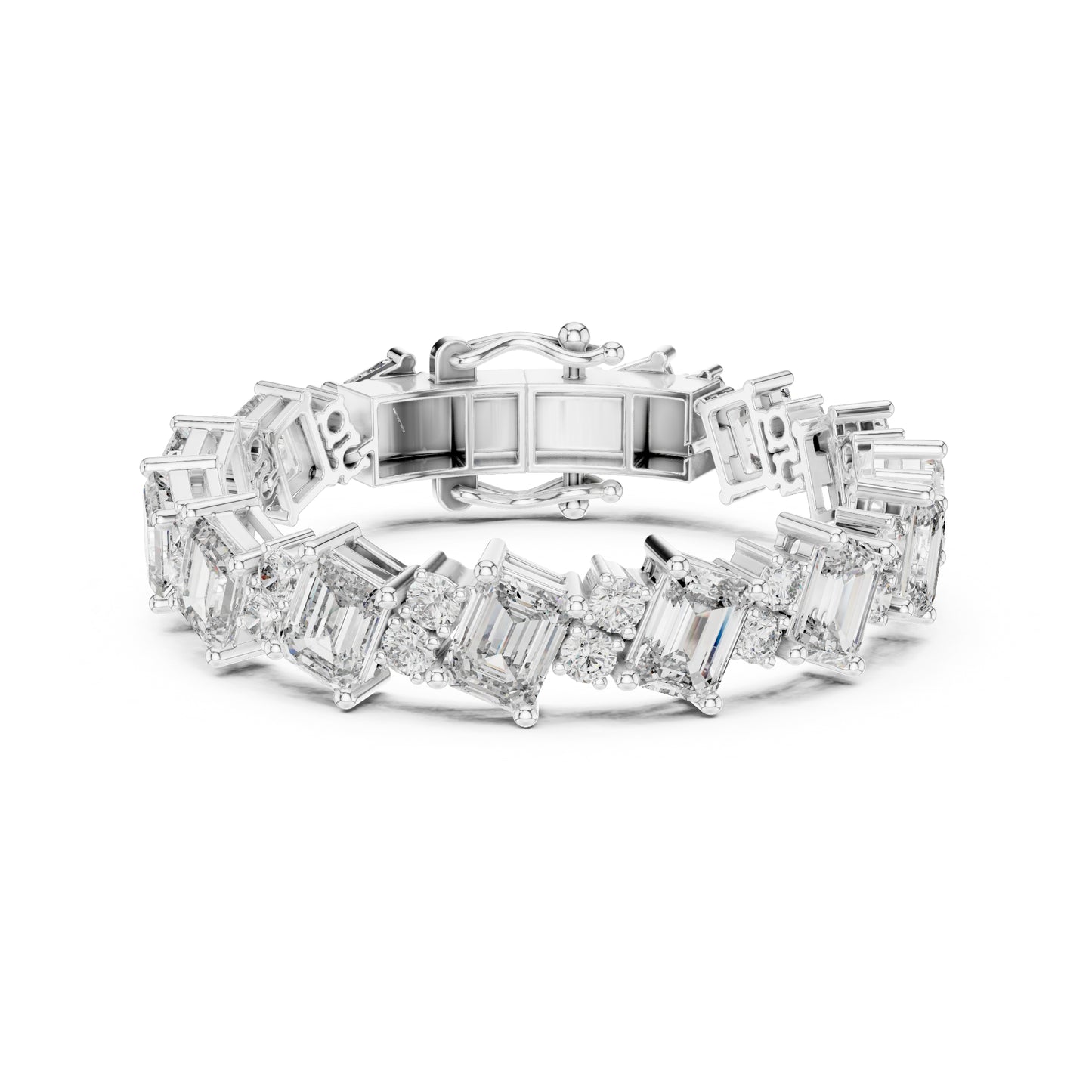 28.58 CT Emerald And Round Cut Diamond Elegant Minimalist Vintage Handmade Dainty Tennis Wedding Bracelet Gift For Women's - HIGHCARAT DIAMONDS