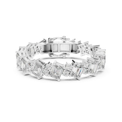 28.58 CT Emerald And Round Cut Diamond Elegant Minimalist Vintage Handmade Dainty Tennis Wedding Bracelet Gift For Women's - HIGHCARAT DIAMONDS