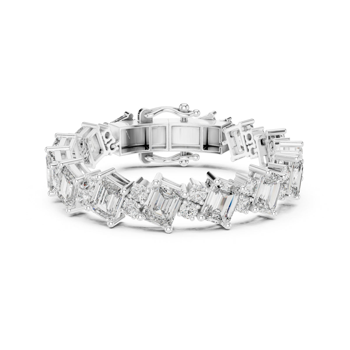 28.58 CT Emerald And Round Cut Diamond Elegant Minimalist Vintage Handmade Dainty Tennis Wedding Bracelet Gift For Women's - HIGHCARAT DIAMONDS