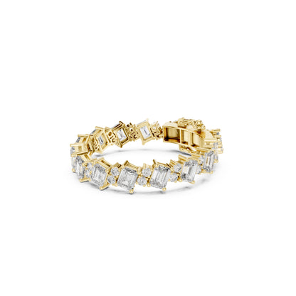 28.58 CT Emerald And Round Cut Diamond Elegant Minimalist Vintage Handmade Dainty Tennis Wedding Bracelet Gift For Women's - HIGHCARAT DIAMONDS