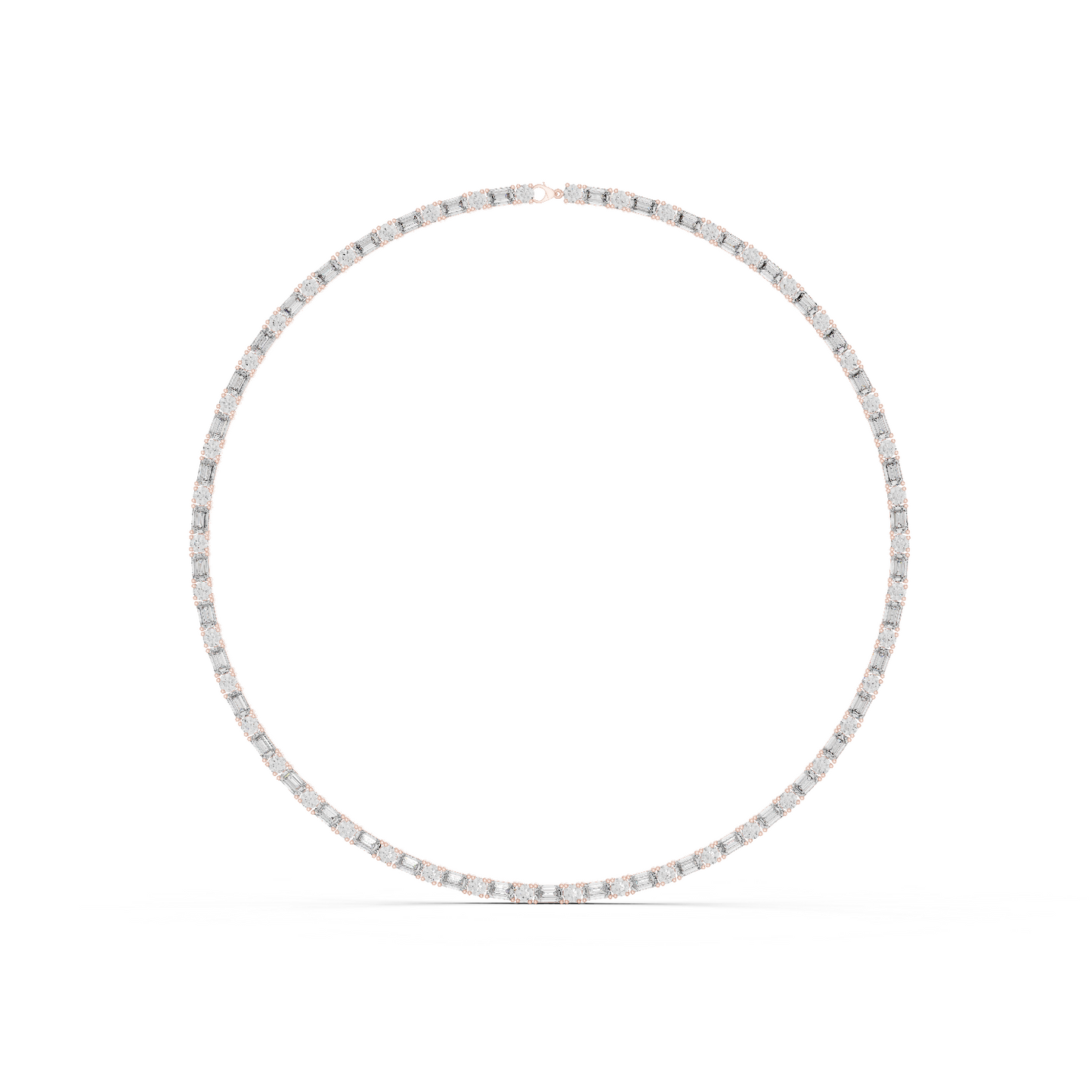 Round & Emerald Cut Lab Grown 10k Solid Gold Vintage Unique Diamond Necklace For Her - HIGHCARAT DIAMONDS
