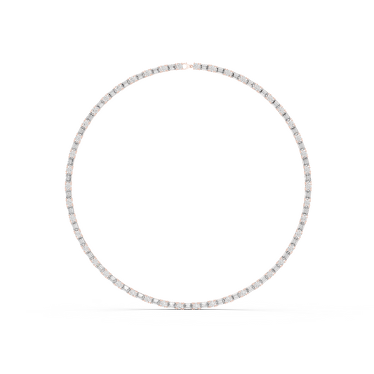 Round & Emerald Cut Lab Grown 10k Solid Gold Vintage Unique Diamond Necklace For Her - HIGHCARAT DIAMONDS