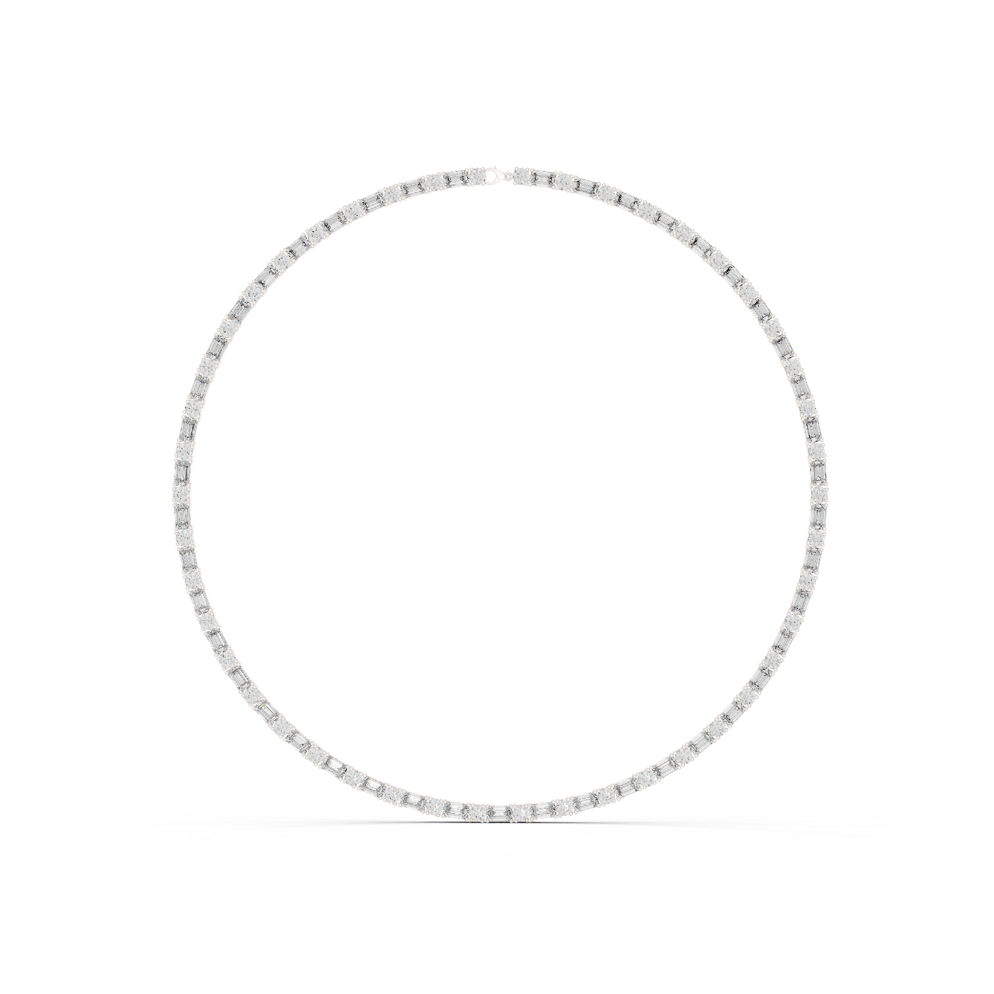 Round & Emerald Cut Lab Grown 10k Solid Gold Vintage Unique Diamond Necklace For Her - HIGHCARAT DIAMONDS