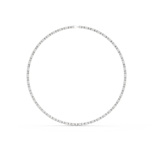 Round & Emerald Cut Lab Grown 10k Solid Gold Vintage Unique Diamond Necklace For Her - HIGHCARAT DIAMONDS