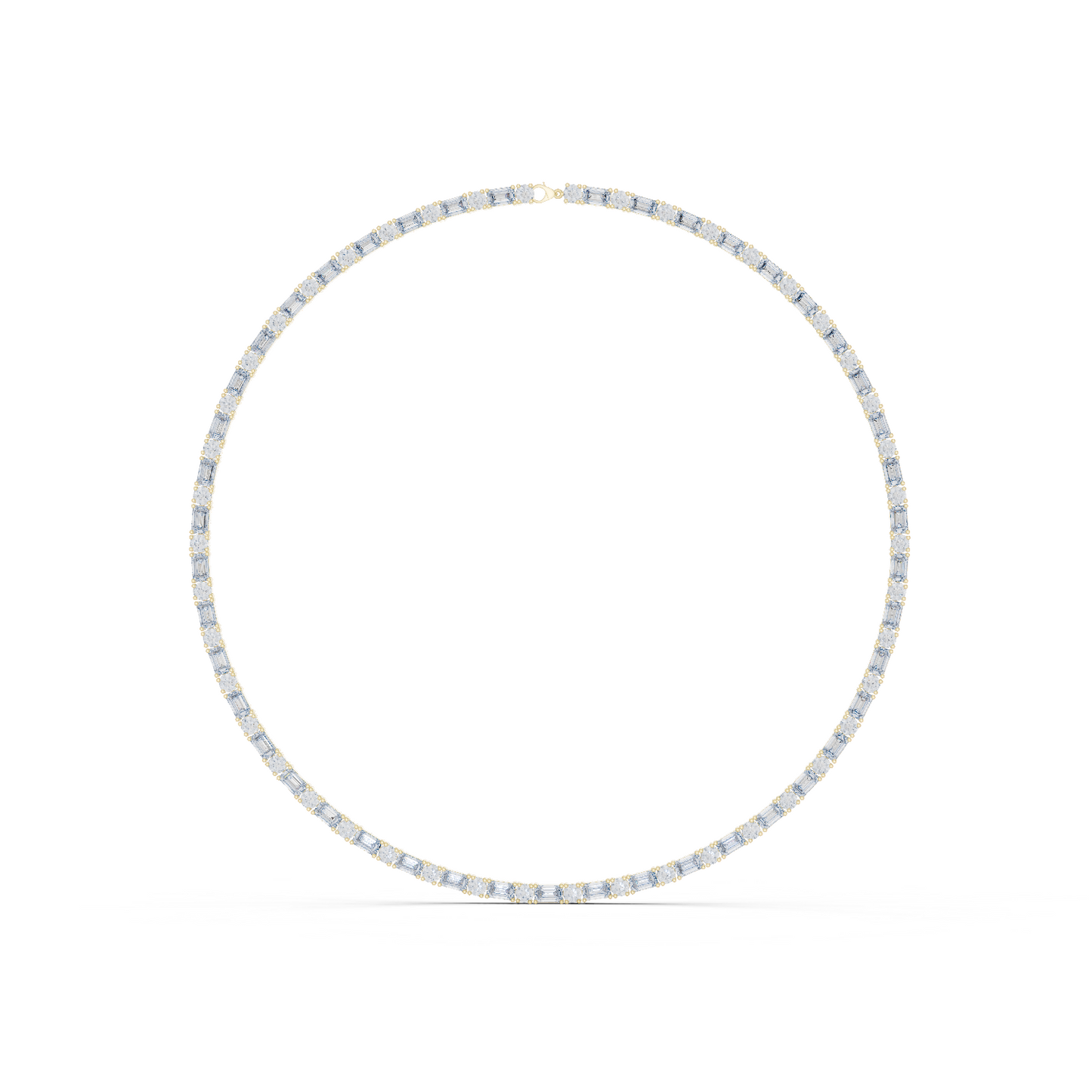 Round & Emerald Cut Lab Grown 10k Solid Gold Vintage Unique Diamond Necklace For Her - HIGHCARAT DIAMONDS