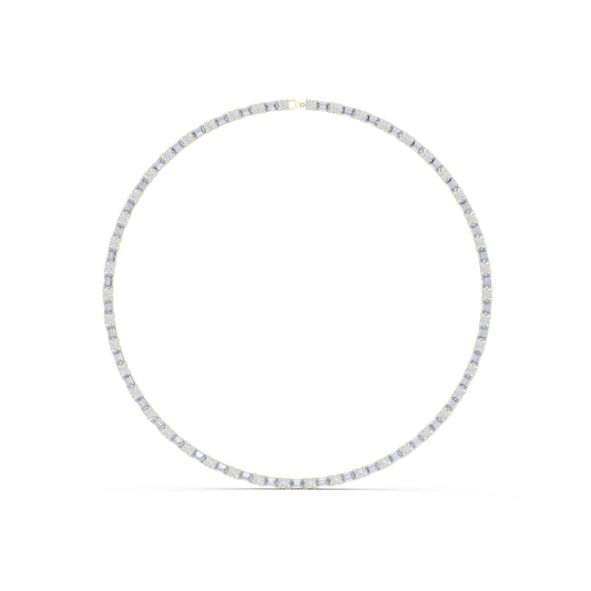 Round & Emerald Cut Lab Grown 10k Solid Gold Vintage Unique Diamond Necklace For Her - HIGHCARAT DIAMONDS