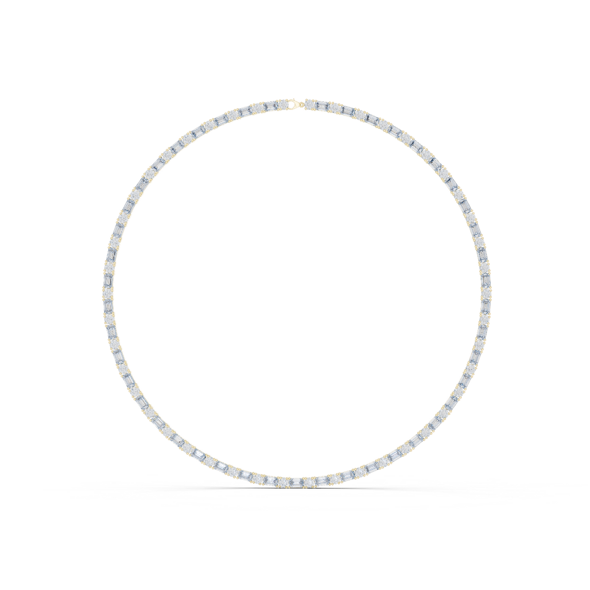 Round & Emerald Cut Lab Grown 10k Solid Gold Vintage Unique Diamond Necklace For Her - HIGHCARAT DIAMONDS
