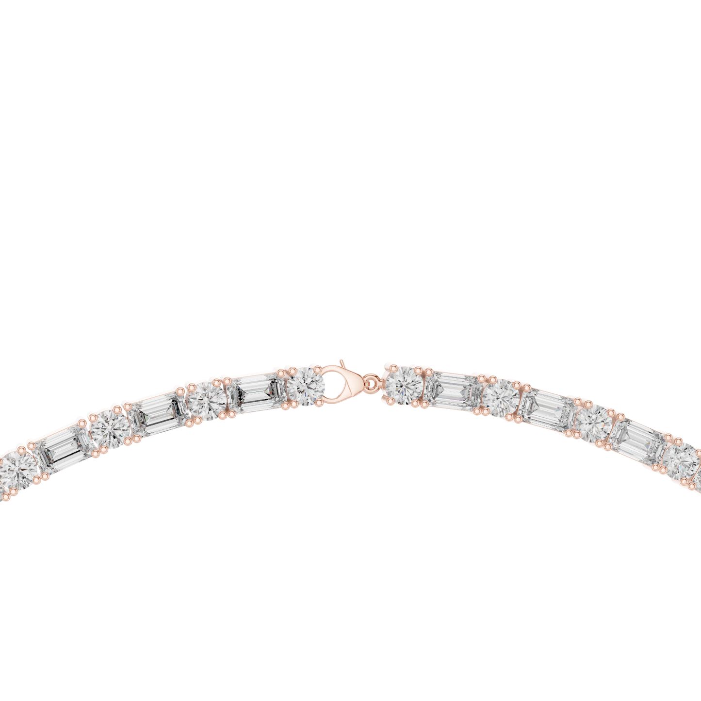 Round & Emerald Cut Lab Grown 10k Solid Gold Vintage Unique Diamond Necklace For Her - HIGHCARAT DIAMONDS