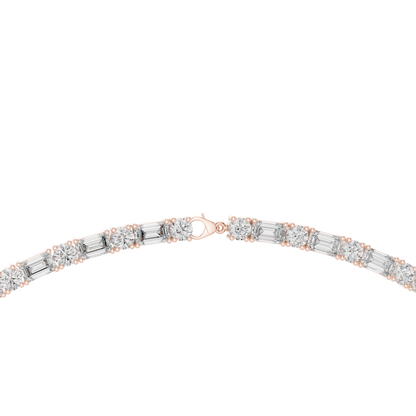 Round & Emerald Cut Lab Grown 10k Solid Gold Vintage Unique Diamond Necklace For Her - HIGHCARAT DIAMONDS