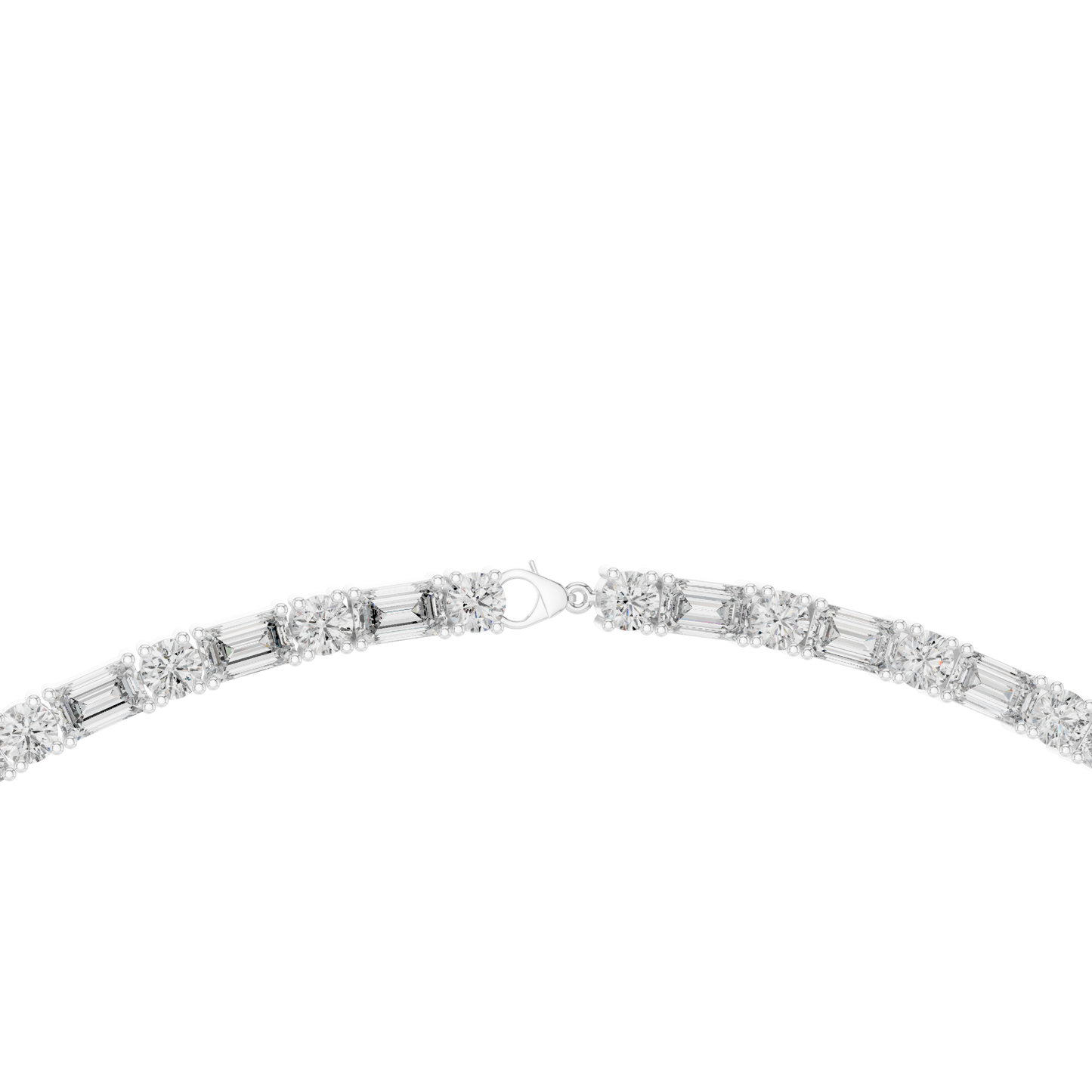 Round & Emerald Cut Lab Grown 10k Solid Gold Vintage Unique Diamond Necklace For Her - HIGHCARAT DIAMONDS