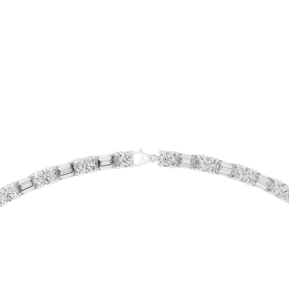 Round & Emerald Cut Lab Grown 10k Solid Gold Vintage Unique Diamond Necklace For Her - HIGHCARAT DIAMONDS