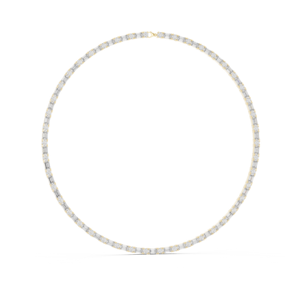 Round & Emerald Cut Lab Grown 10k Solid Gold Vintage Unique Diamond Necklace For Her - HIGHCARAT DIAMONDS