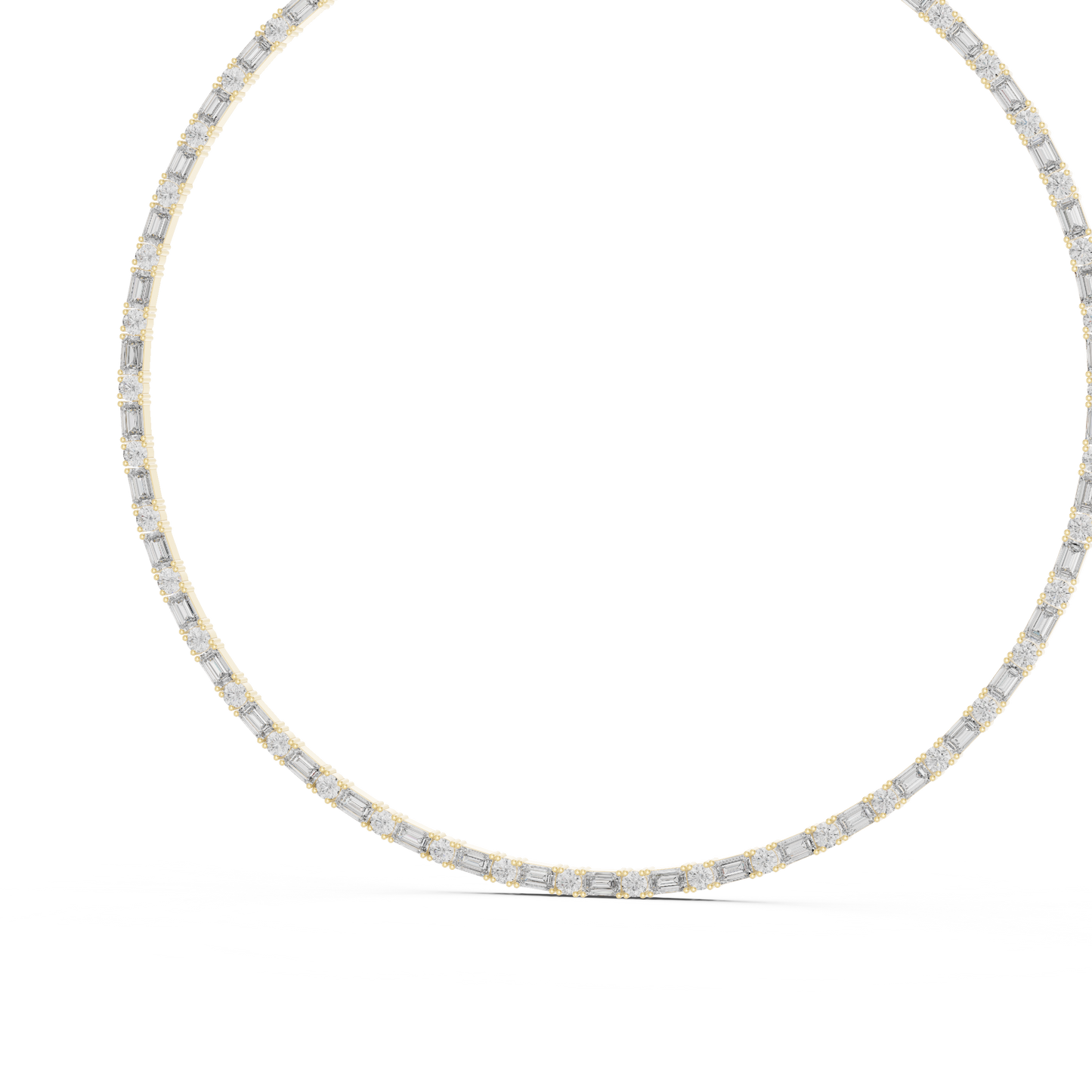 Round & Emerald Cut Lab Grown 10k Solid Gold Vintage Unique Diamond Necklace For Her - HIGHCARAT DIAMONDS