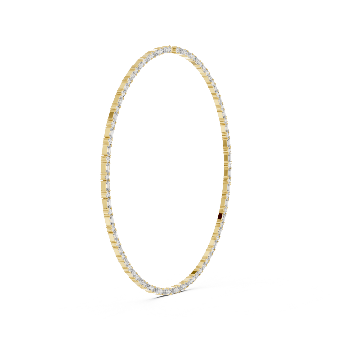 Round & Emerald Cut Lab Grown 10k Solid Gold Vintage Unique Diamond Necklace For Her - HIGHCARAT DIAMONDS