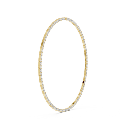 Round & Emerald Cut Lab Grown 10k Solid Gold Vintage Unique Diamond Necklace For Her - HIGHCARAT DIAMONDS