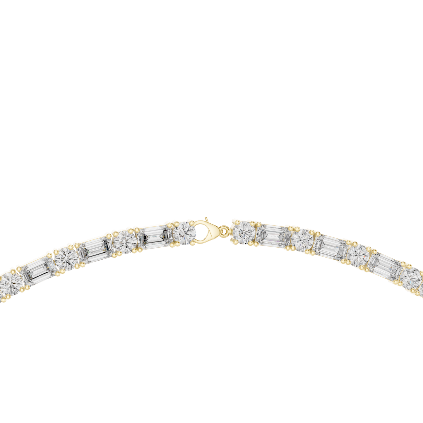 Round & Emerald Cut Lab Grown 10k Solid Gold Vintage Unique Diamond Necklace For Her - HIGHCARAT DIAMONDS