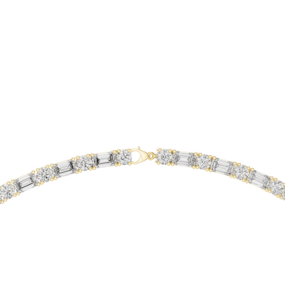 Round & Emerald Cut Lab Grown 10k Solid Gold Vintage Unique Diamond Necklace For Her - HIGHCARAT DIAMONDS