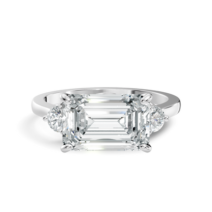3.45Ct Emerald and Round Cut Lab Grown Diamond Unique Minimalist Prong Set Dainty Cluster Ring For Her - HIGHCARAT DIAMONDS