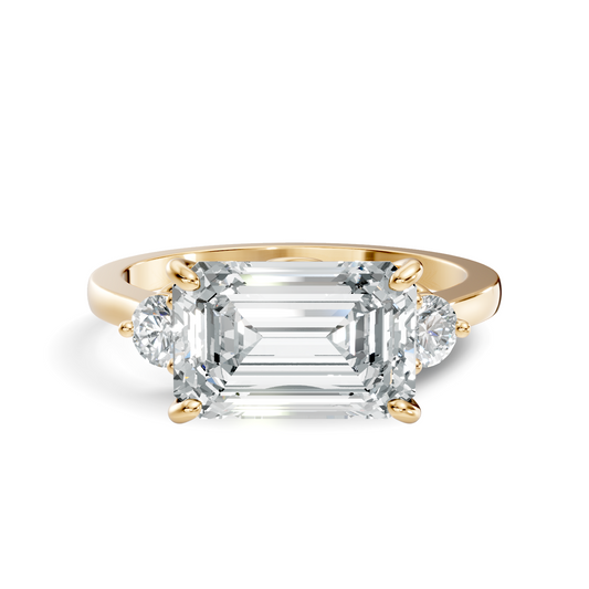 3.45Ct Emerald and Round Cut Lab Grown Diamond Unique Minimalist Prong Set Dainty Cluster Ring For Her - HIGHCARAT DIAMONDS