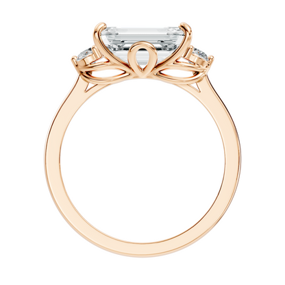 3.45Ct Emerald and Round Cut Lab Grown Diamond Unique Minimalist Prong Set Dainty Cluster Ring For Her - HIGHCARAT DIAMONDS