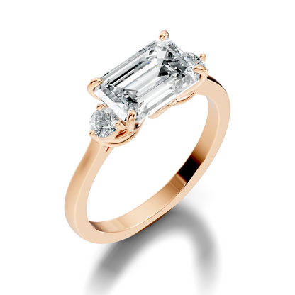 3.45Ct Emerald and Round Cut Lab Grown Diamond Unique Minimalist Prong Set Dainty Cluster Ring For Her - HIGHCARAT DIAMONDS