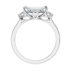 3.45Ct Emerald and Round Cut Lab Grown Diamond Unique Minimalist Prong Set Dainty Cluster Ring For Her - HIGHCARAT DIAMONDS