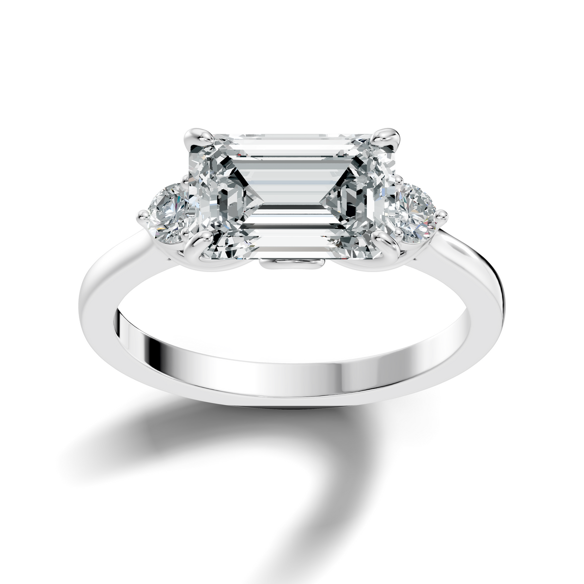 3.45Ct Emerald and Round Cut Lab Grown Diamond Unique Minimalist Prong Set Dainty Cluster Ring For Her - HIGHCARAT DIAMONDS