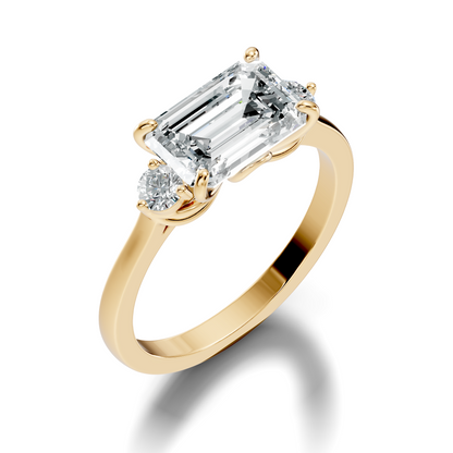3.45Ct Emerald and Round Cut Lab Grown Diamond Unique Minimalist Prong Set Dainty Cluster Ring For Her - HIGHCARAT DIAMONDS