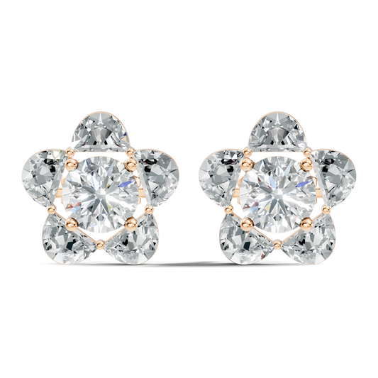 Halfmoon Antique Cut Diamond Stud Earrings Round Lab Grown luxury Stud Earring Perfect Gift For Her - HIGHCARAT DIAMONDS