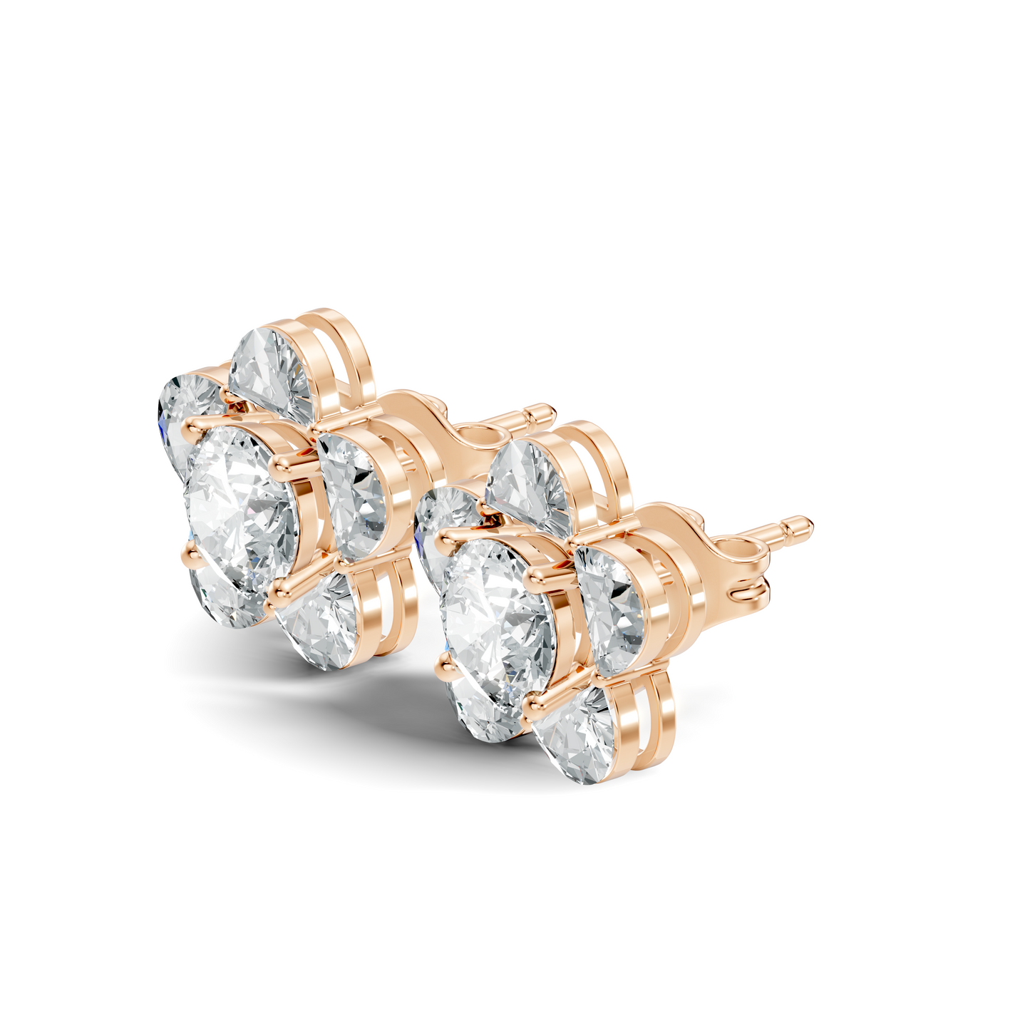 Halfmoon Antique Cut Diamond Stud Earrings Round Lab Grown luxury Stud Earring Perfect Gift For Her - HIGHCARAT DIAMONDS