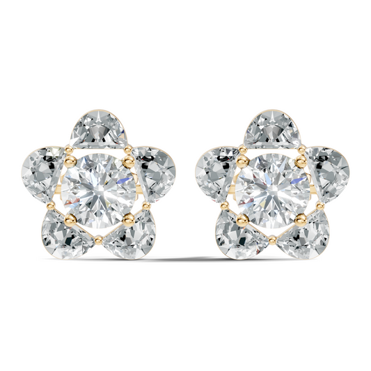 Halfmoon Antique Cut Diamond Stud Earrings Round Lab Grown luxury Stud Earring Perfect Gift For Her - HIGHCARAT DIAMONDS