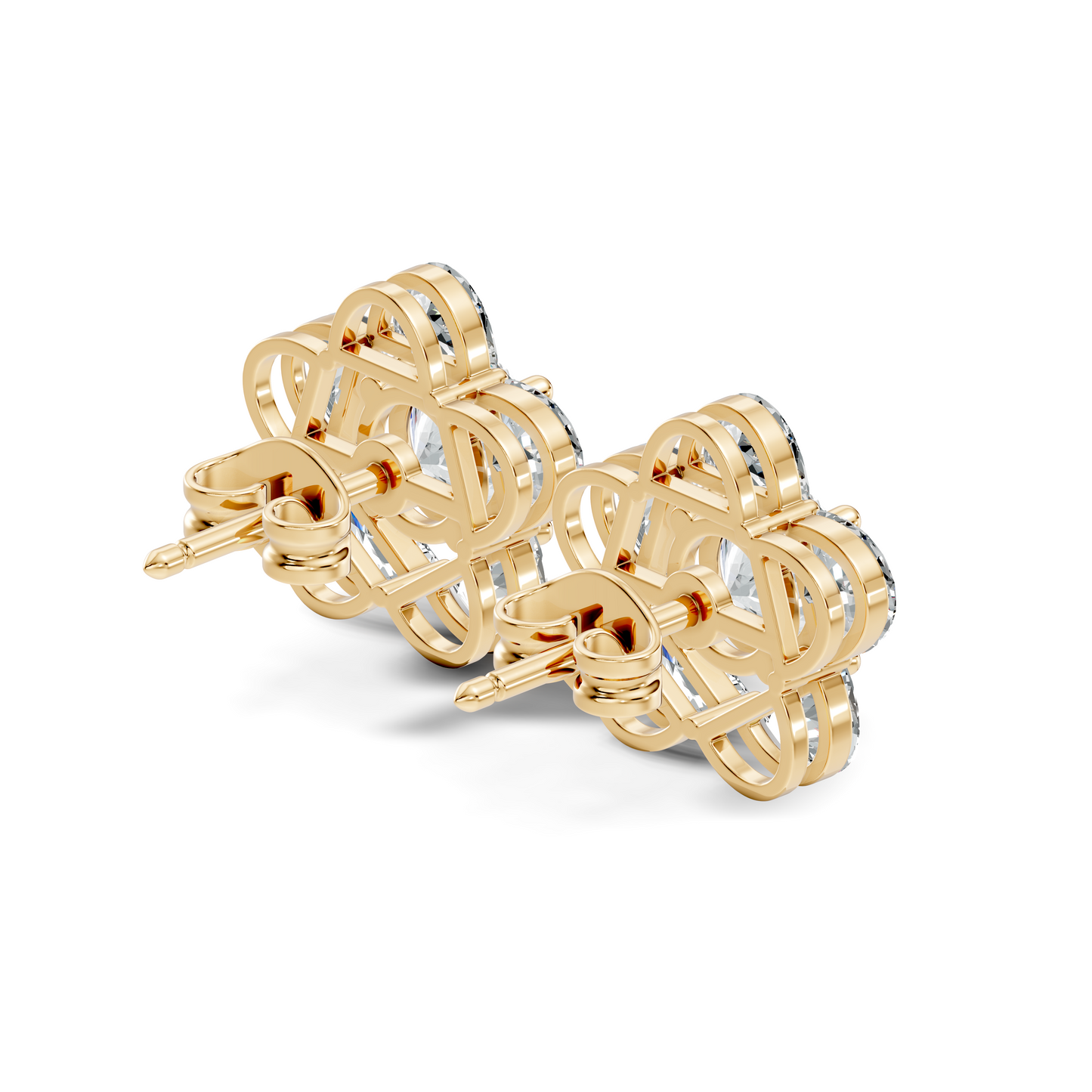 Halfmoon Antique Cut Diamond Stud Earrings Round Lab Grown luxury Stud Earring Perfect Gift For Her - HIGHCARAT DIAMONDS