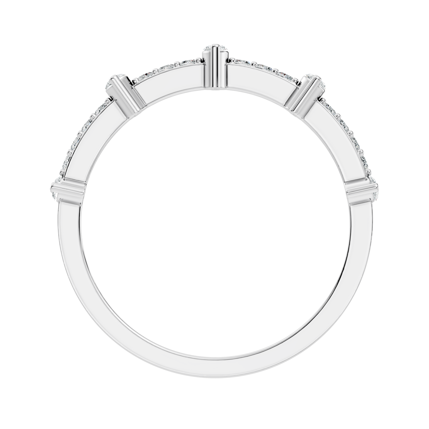 Round and Marquise Cut White Colorless Diamond Minimalist Half Eternity Band For Her - HIGHCARAT DIAMONDS