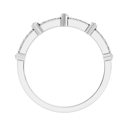 Round and Marquise Cut White Colorless Diamond Minimalist Half Eternity Band For Her - HIGHCARAT DIAMONDS