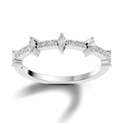 Round and Marquise Cut White Colorless Diamond Minimalist Half Eternity Band For Her - HIGHCARAT DIAMONDS