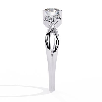 Round and Marquise Cut Lab Grown Diamond Handcrafted Promise Ring For Women's