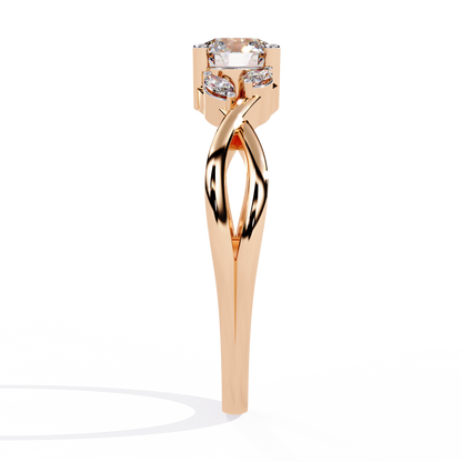 Round and Marquise Cut Lab Grown Diamond Handcrafted Promise Ring For Women's