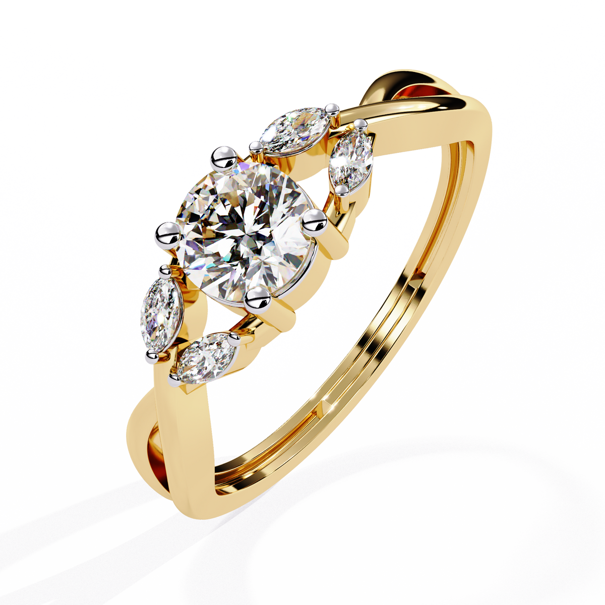 Round and Marquise Cut Lab Grown Diamond Handcrafted Promise Ring For Women's - HIGHCARAT DIAMONDS